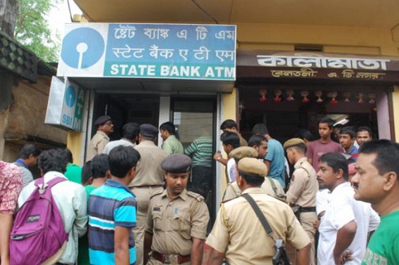 Robbers loot,fork-out SBI ATM machine in front of AD Nagar Police Station, Rs 30 lakhs looted : Tripura's Law & Order breaks down under scam tainted,CBI chargesheeted DGP K.Nagraj